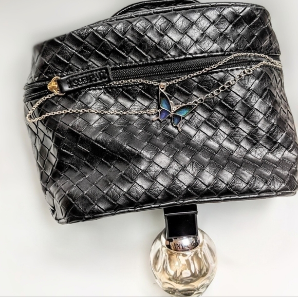 Vtg 02 Nwot Stephen Jones Shiseido bag Woven leather black train case Limited Ed - Picture 3 of 10